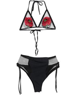 Mazzei Bañador Con Motivo Floral Y Cuentas - Blanco