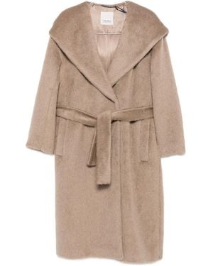 Max Mara Hooded Belted Coat - Natural