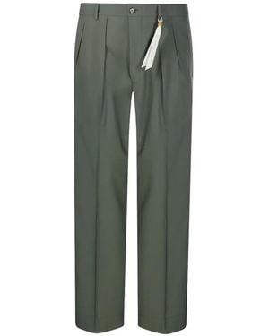 Santaniello Pleated Pressed-Crease Trousers - Green