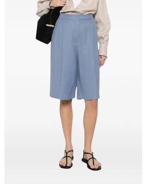 Brunello Cucinelli Pleated Wide-Leg Shorts - Blue