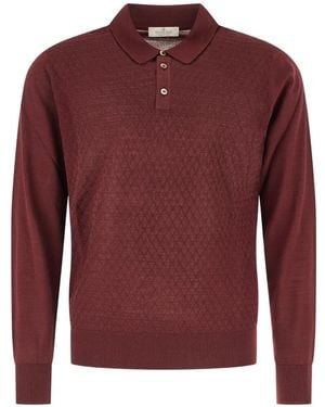 Panicale Diamond-Knit Polo Jumper - Red