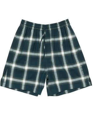 Acne Studios Checked Elastic-Waist Shorts - Blue