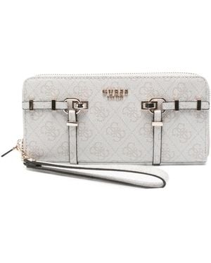 Guess Leona Logo-Detail Buckle Wallet - White