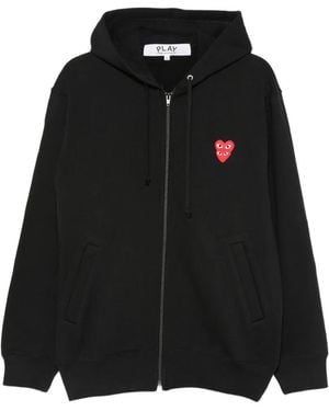 COMME DES GARÇONS PLAY Double Heart-Patch Hoodie - Black