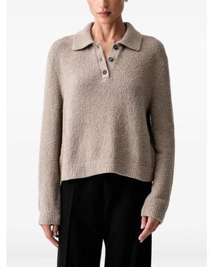 Marc O' Polo Bouclé-Knit Polo Top - Natural
