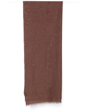 Brunello Cucinelli Pañuelo Con Lentejuelas Y Flecos - Marrón