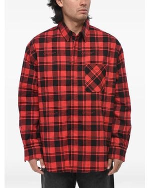 Off-White c/o Virgil Abloh Check-Pattern Padded Overshirt - Red