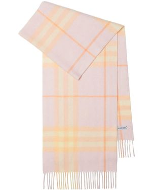 Burberry Pashmina a cuadros con flecos - Rosa