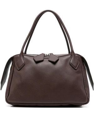 MINOBOSSI Medium Grained Leather Tote Bag - Brown