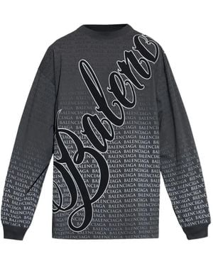 Balenciaga Printed Long-Sleeved T-Shirt - Grey