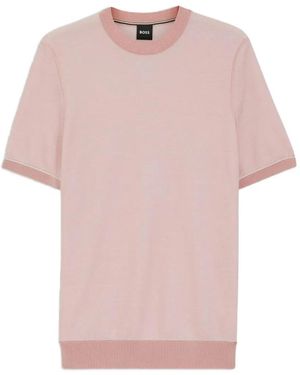 BOSS Short-Sleeve Crew-Neck Jumper - Pink