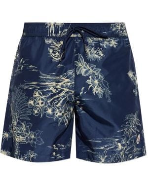 Moncler Floral-Print Swim Shorts - Blue