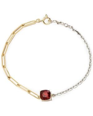 Yvonne Léon Bracelet En Jaune Et Blanc 18Ct Serti De Grenat - Métallisé