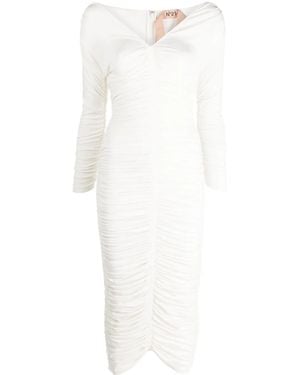 N°21 Ruched-Bodice Midi Dress - White