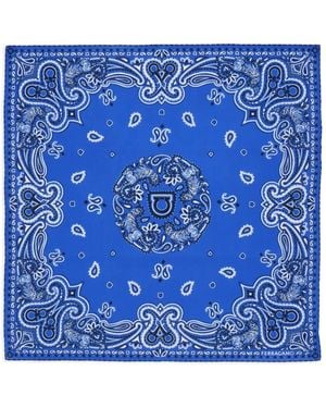 Ferragamo Bandana Con Stampa Arabesque - Blu