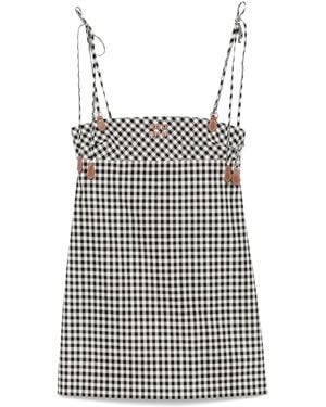 Miu Miu Robe En Coton À Carreaux - Noir