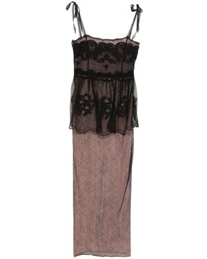 Alessandra Rich Lace-Tie Evening Dress - Black