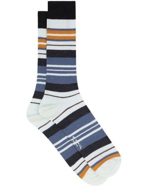 Etro Logo-Print Striped Socks - Blue