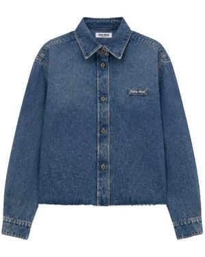Miu Miu Camisa Con Parche Del Logo Sin Rematar - Azul