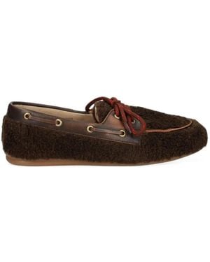 POSA Shearling-Effect Lace-Up Loafers - Brown