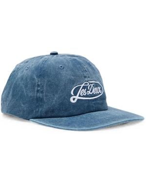 Les Deux Logo-Embroidered Denim Baseball Cap - Blue