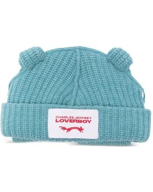Charles Jeffrey Rabbit Chunky-Knit Beanie Hat - Blue