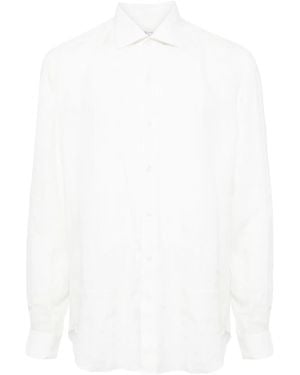 Luciano Barbera Cutaway-Collar Linen Shirt - White
