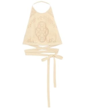 Valentino Garavani Floral Stamp Blanket Top - White