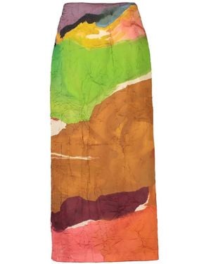 Ulla Johnson X Helen Frankenthaler Inez Geometric Midi Skirt - Green