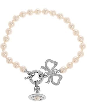 Vivienne Westwood Pearl Bow Bracelet - Blanc