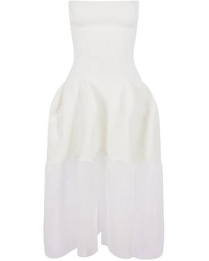 CFCL Ribbed-Knit Strapless Mini Dress - White