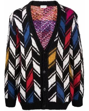 Saint Laurent Cardigan Mit Intarsienmuster - Blau