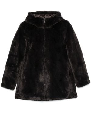 Save The Duck Recycled Faux Fur Hooded Coat - Black