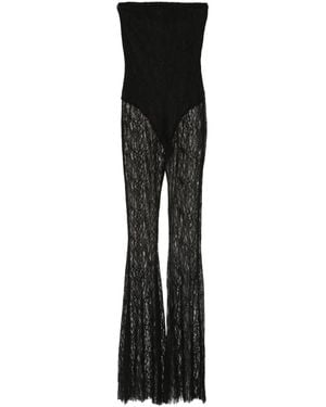 Vestiaire d'un Oiseau Libre レース フレアジャンプスーツ - ブラック