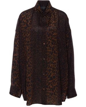 Balenciaga Hemd mit Leoparden-Print - Braun