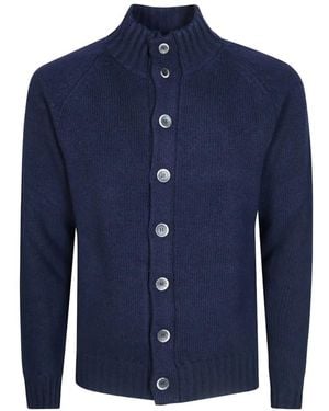 Altea Button-Up Raglan-Sleeve Cardigan - Blue