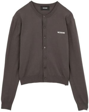 we11done Crew-Neck Long-Sleeve Cardigan - Brown