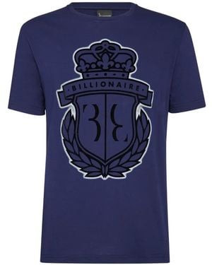 Billionaire Crest-Print T-Shirt - Blue