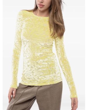 Jil Sander Flocked Floral Top - Yellow