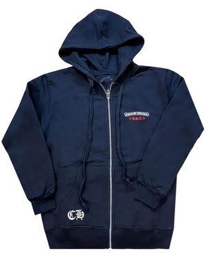 Chrome Hearts American Flag-Print Fleece Hoodie - Blue