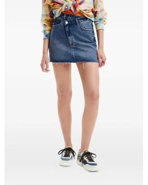 Desigual Falda Vaquera Con Dobladillo Deshilachado - Azul