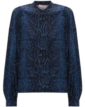 Twinset Crêpe De Chine Python Print Shirt - Blue