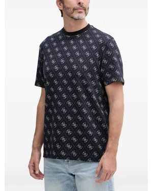 Guess Monogram-Print T-Shirt - Blue