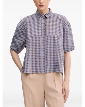Sessun Florentina Gingham-Check Short-Sleeve Shirt - Purple