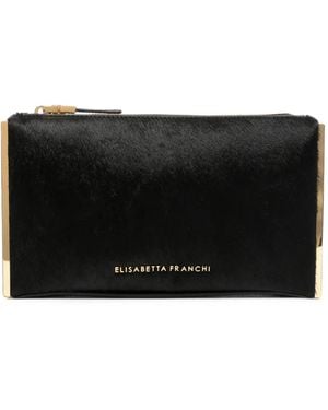 Elisabetta Franchi Hair Leather Clutch Bag - Black