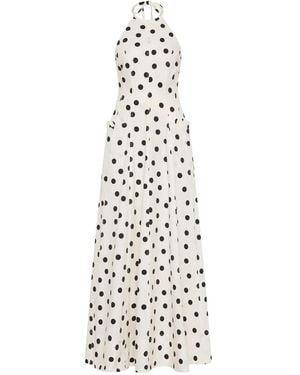 Rebecca Vallance Halterneck Polka Dot Maisie Maxi Dress - White