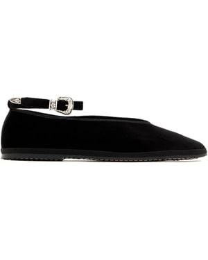 Capulet Buckle-Embellished Velvet Flats - Black