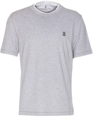 Brunello Cucinelli T-Shirt Met Geborduurd Logo - Grijs
