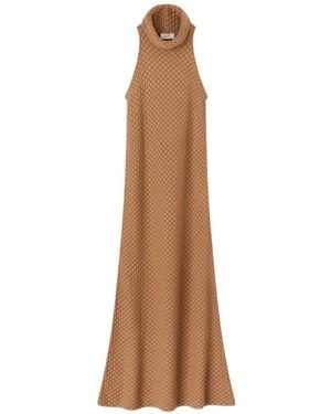 RETORI Check-Jacquard Maxi Dress - Natural