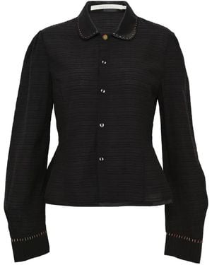 Renli Su Satin Collar Blouse - Black